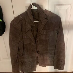 90s brown suede/leather atmosphere jacket.